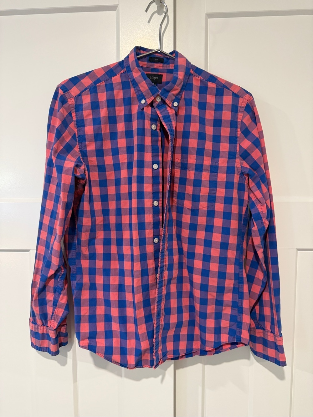 J. Crew Pink and Blue Gingham Button-Down Shirt